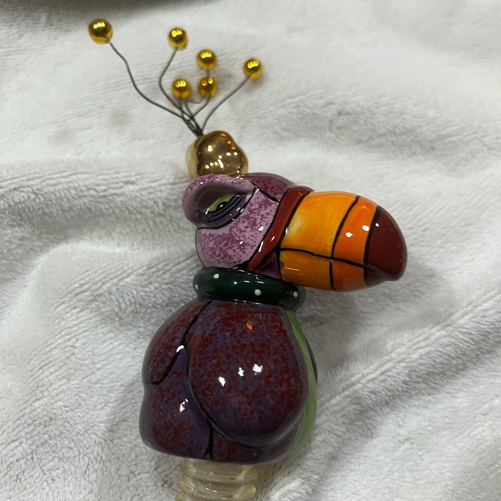 Handmade Purple Glass Bird Bottle Stopper
